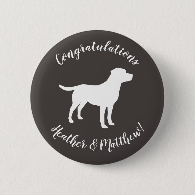 Labrador Dog Baby Shower Lab Grey Gender Neutral Button (Front)