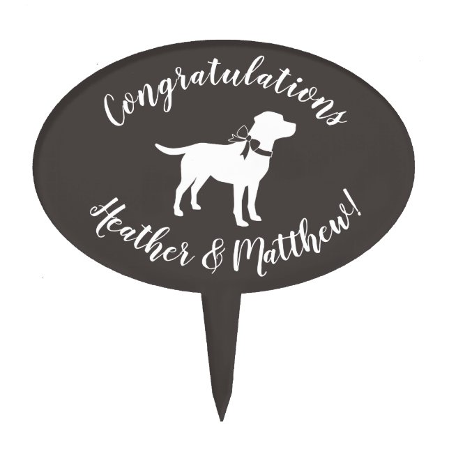 Labrador Dog Baby Shower Lab Grey Gender Neutral Cake Topper (Front)