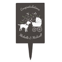 Labrador Dog Baby Shower Lab Grey Gender Neutral Cake Topper