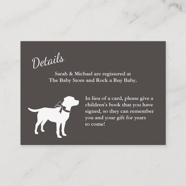 Labrador Dog Baby Shower Lab Grey Gender Neutral Enclosure Card (Front)