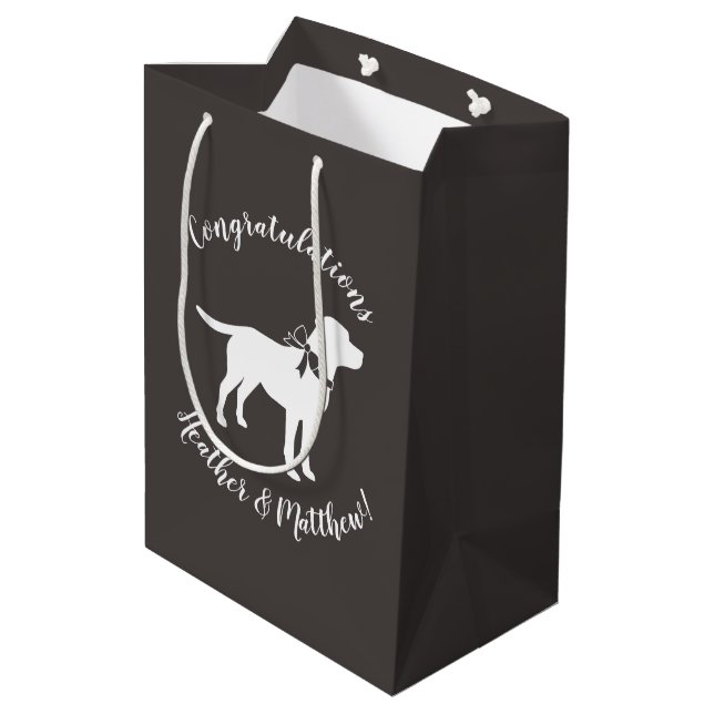 Labrador Dog Baby Shower Lab Grey Gender Neutral Medium Gift Bag (Back Angled)