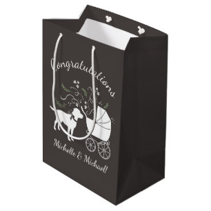 Labrador Dog Baby Shower Lab Grey Gender Neutral Medium Gift Bag