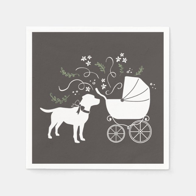 Labrador Dog Baby Shower Lab Grey Gender Neutral Napkins (Front)