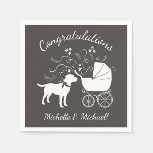 Labrador Dog Baby Shower Lab Grey Gender Neutral Napkins