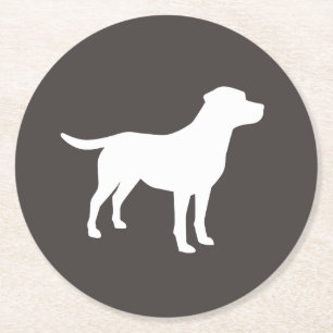 Labrador Dog Baby Shower Lab Grey Gender Neutral Round Paper Coaster
