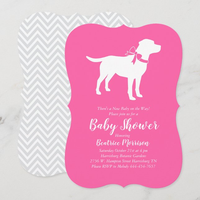 Labrador Dog Baby Shower Lab Pink Girl Invitation (Front/Back)