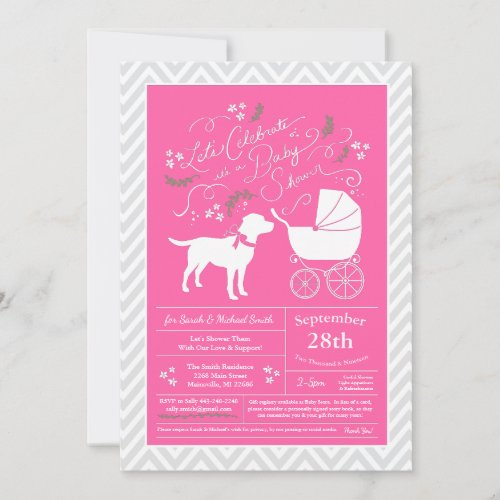 Labrador Dog Baby Shower Lab Pink Girl Invitation