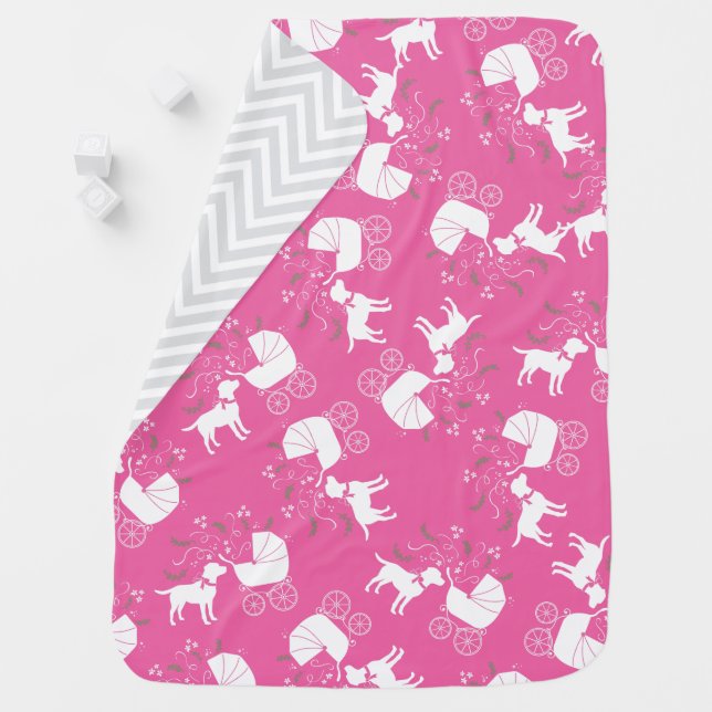 Labrador Dog Baby Shower Pink Girl Lab Baby Blanket (In Situ)