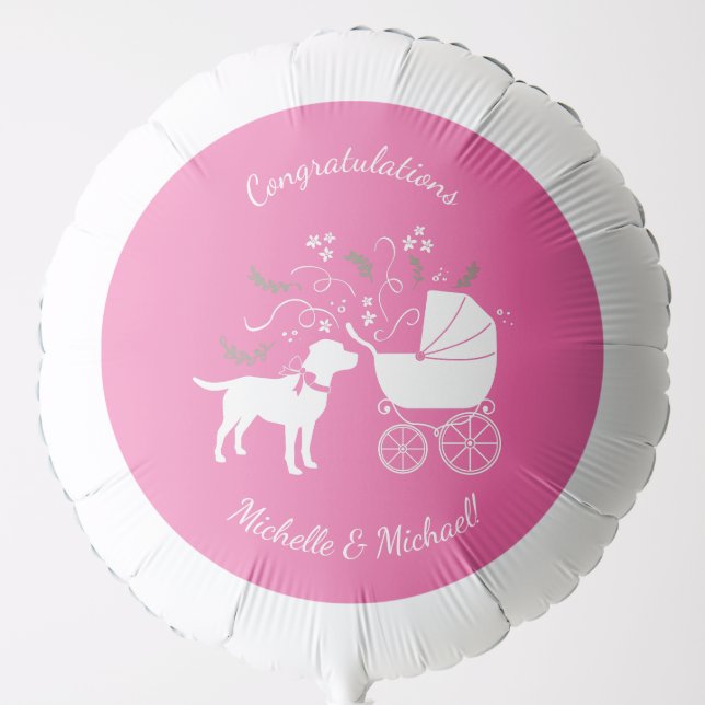 Labrador Dog Baby Shower Pink Girl Lab Balloon (Front)