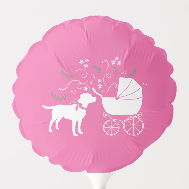 Labrador Dog Baby Shower Pink Girl Lab Balloon (Front)