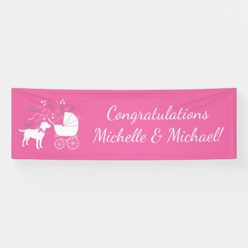 Labrador Dog Baby Shower Pink Girl Lab Banner