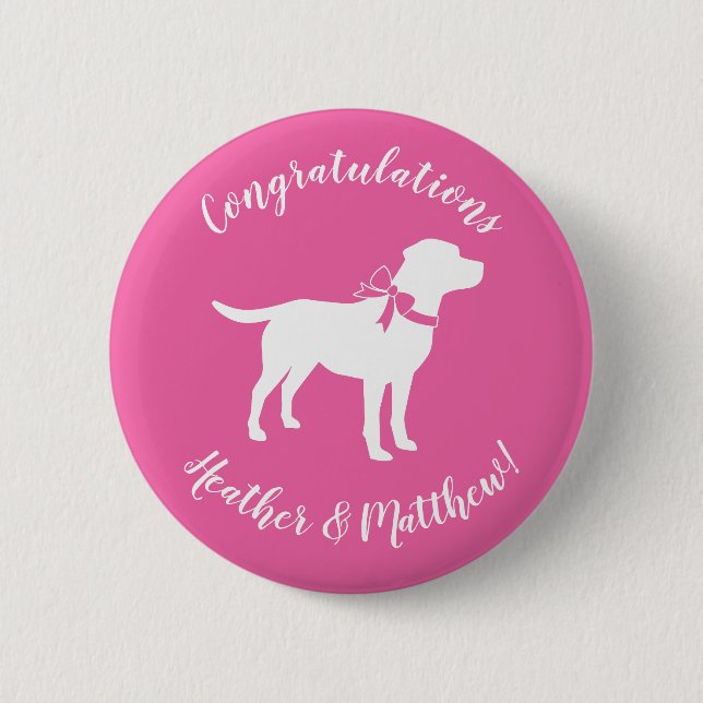 Labrador Dog Baby Shower Pink Girl Lab Button (Front)
