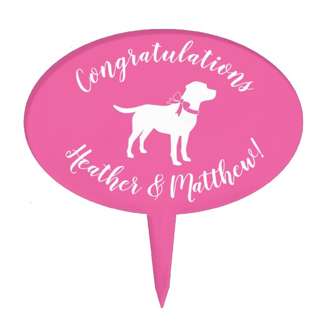 Labrador Dog Baby Shower Pink Girl Lab Cake Topper (Front)
