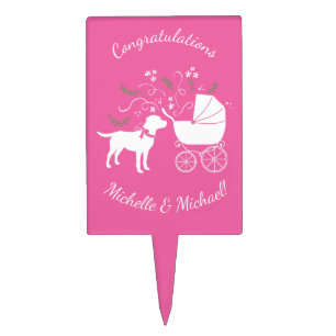 Labrador Dog Baby Shower Pink Girl Lab Cake Topper