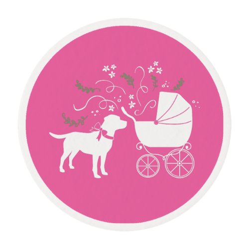 Labrador Dog Baby Shower Pink Girl Lab Edible Frosting Rounds