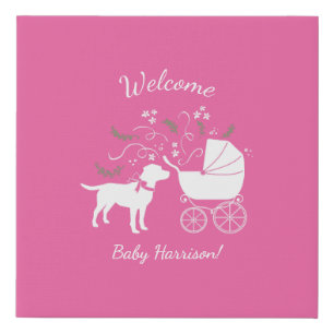 Labrador Dog Baby Shower Pink Girl Lab Faux Canvas Print