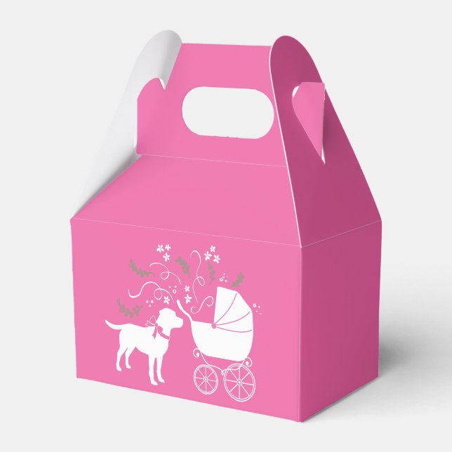 Labrador Dog Baby Shower Pink Girl Lab Favor Boxes (Front Side)