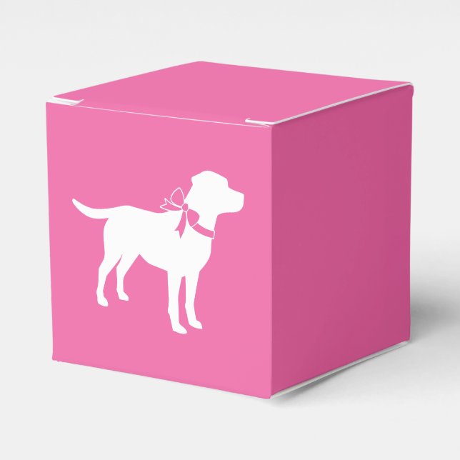 Labrador Dog Baby Shower Pink Girl Lab Favor Boxes (Front Side)