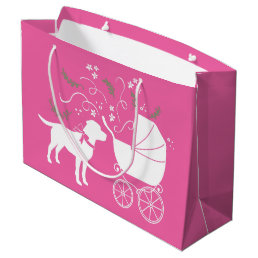 Labrador Dog Baby Shower Pink Girl Lab Large Gift Bag