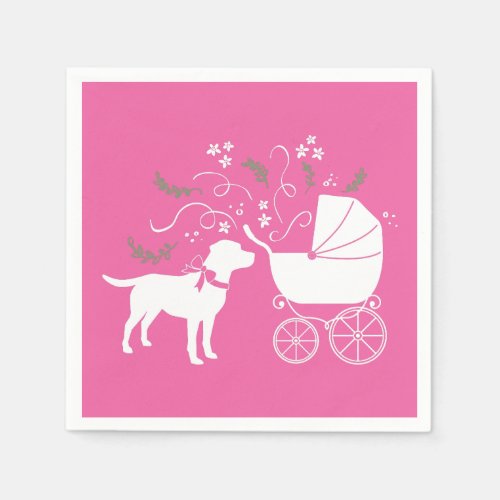 Labrador Dog Baby Shower Pink Girl Lab Napkins