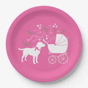Labrador Dog Baby Shower Pink Girl Lab Paper Plates