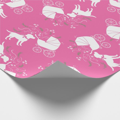 Labrador Dog Baby Shower Pink Girl Lab Wrapping Paper