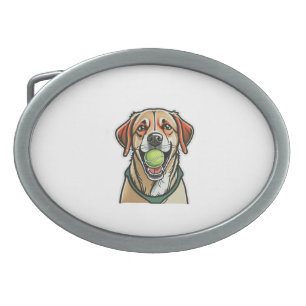 Labrador dog biting tennis ball in his mouth Class Belt Buckle