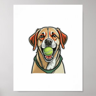 Labrador dog biting tennis ball in his mouth Class Poster