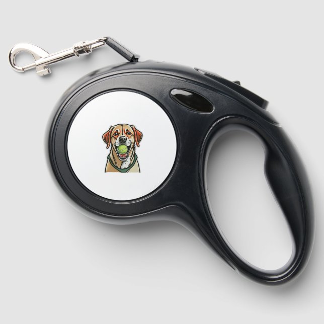 Labrador dog biting tennis ball in his mouth Class Retractable Pet Leash (Front)