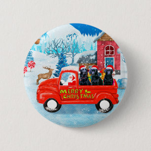 Labrador Dog Christmas Delivery Truck Snow Button