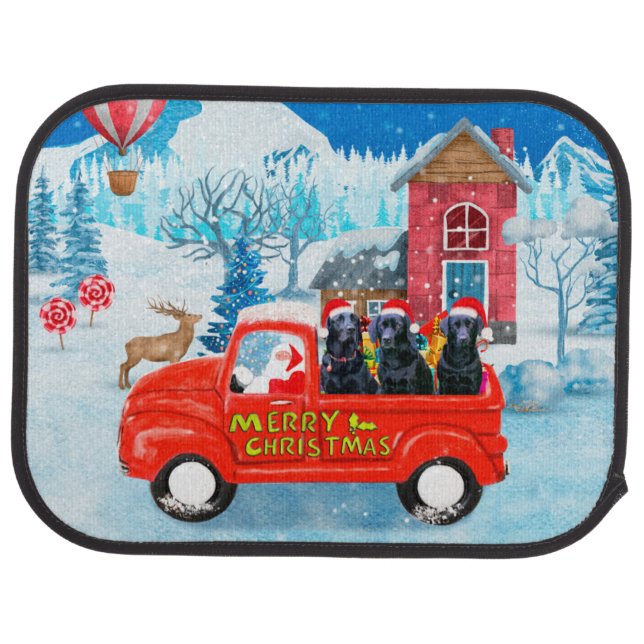 Labrador Dog Christmas Delivery Truck Snow  Car Floor Mat (Rear)