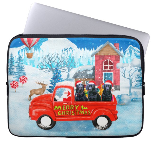 Labrador Dog Christmas Delivery Truck Snow  Laptop Sleeve (Front)