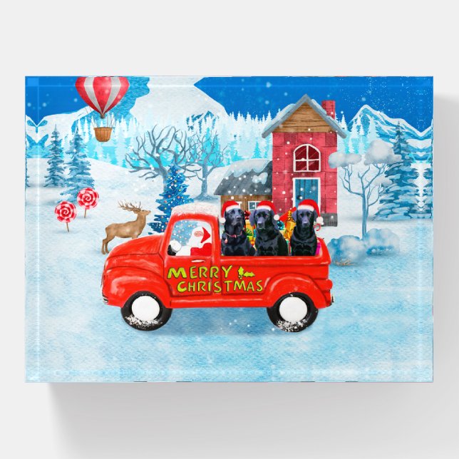 Labrador Dog Christmas Delivery Truck Snow  Paperweight (Front)