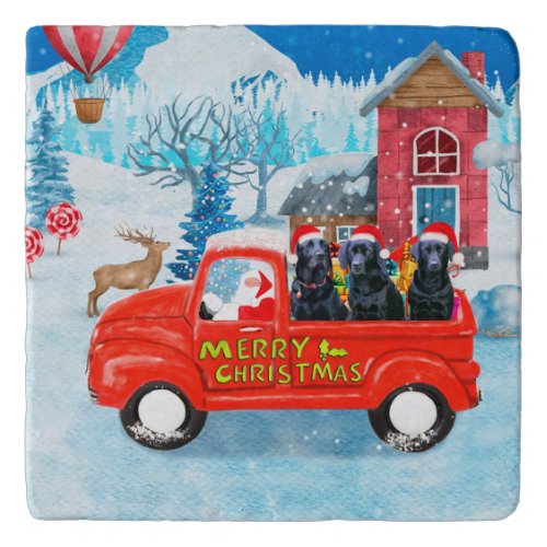 Labrador Dog Christmas Delivery Truck Snow  Trivet