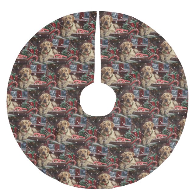 Labrador Dog Christmas Festive Brushed Polyester Tree Skirt (Front)