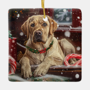 Labrador Dog Christmas Festive Ceramic Ornament