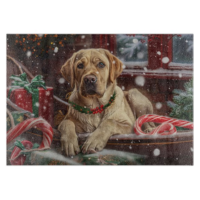 Labrador Dog Christmas Festive Cutting Board (Front)
