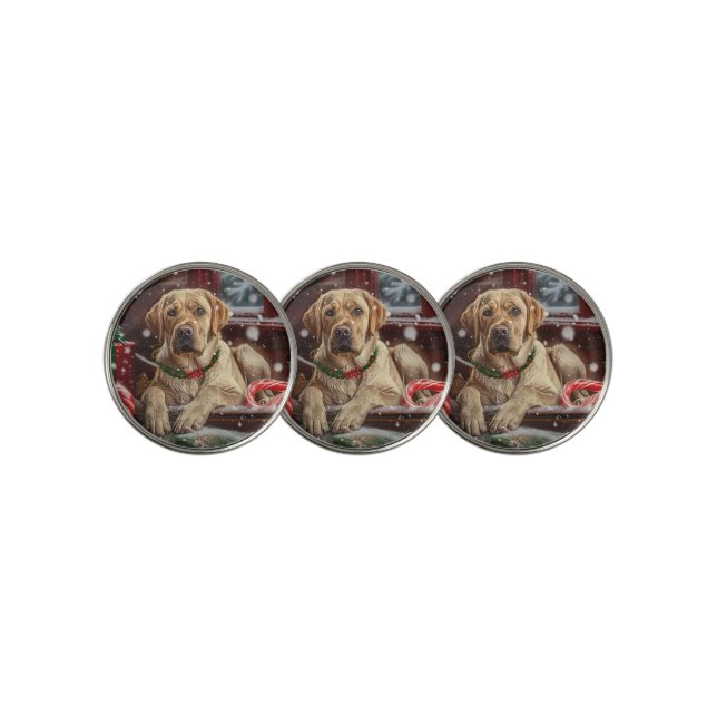 Labrador Dog Christmas Festive Golf Ball Marker (3 Up)