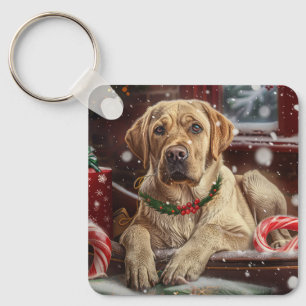 Labrador Dog Christmas Festive Keychain