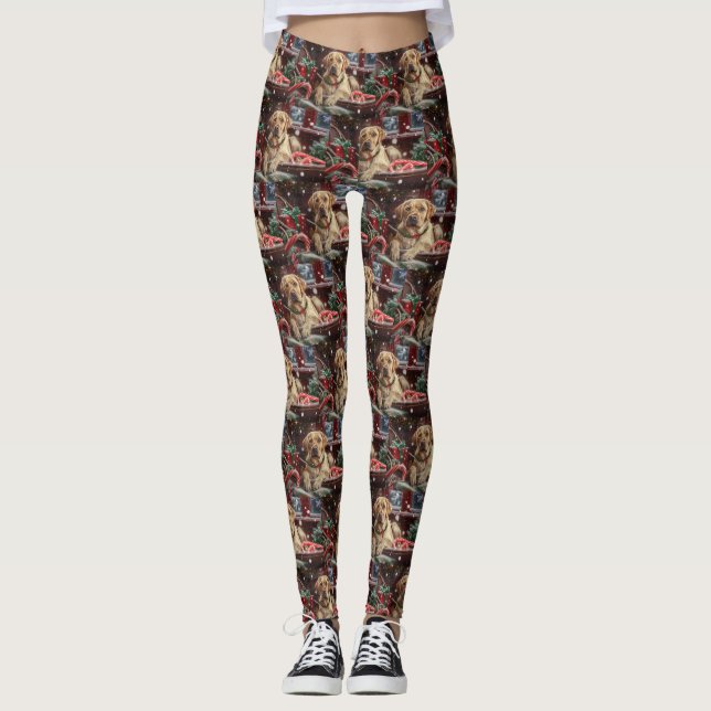 Labrador Dog Christmas Festive Leggings (Front)