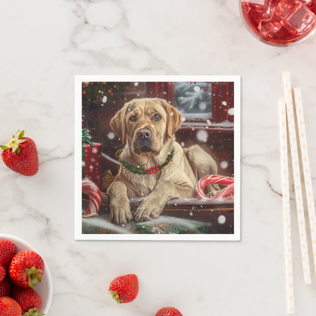 Labrador Dog Christmas Festive Napkins (Insitu)