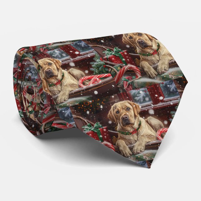 Labrador Dog Christmas Festive Neck Tie (Rolled)