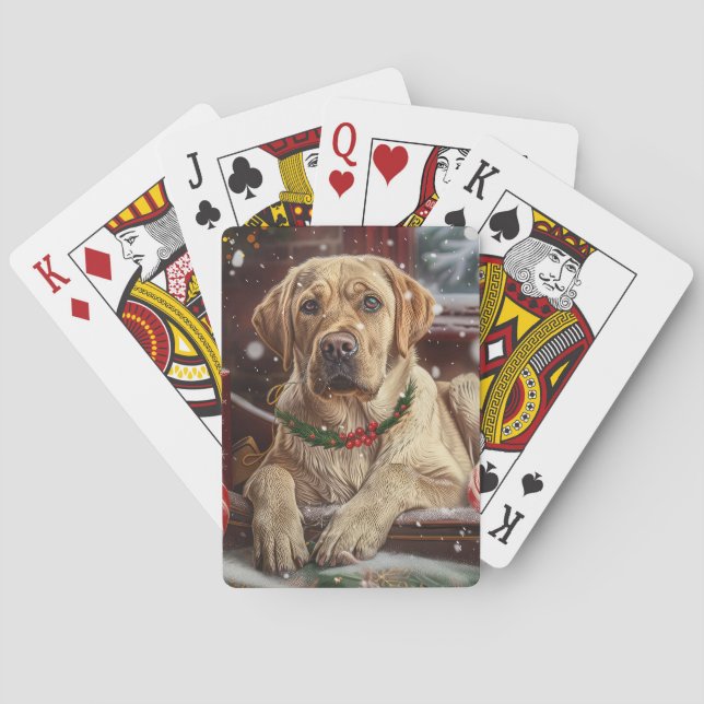 Labrador Dog Christmas Festive Poker Cards (Back)