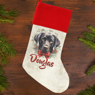 Labrador dog christmas wreath with custom name stocking