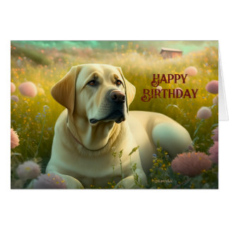 Labrador Dog Country Flowers Birthday Cards