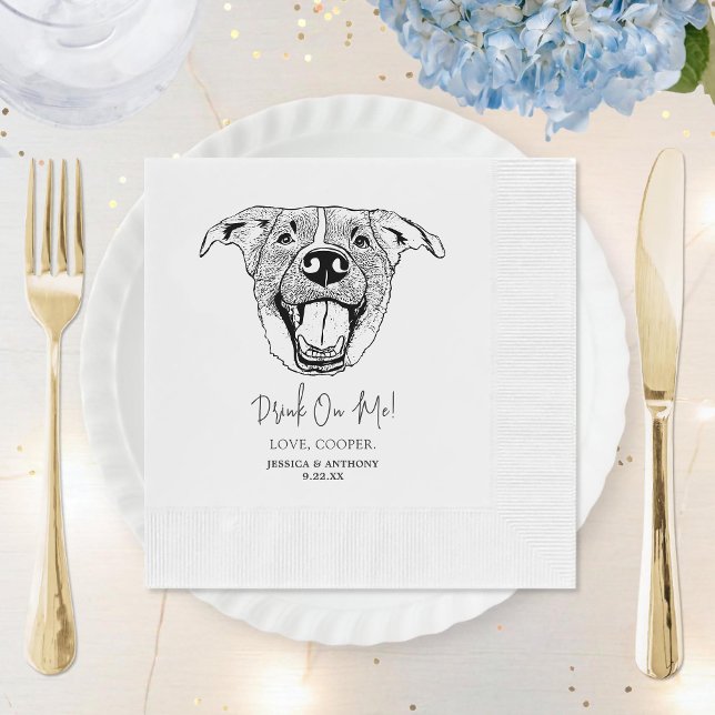 Labrador Dog Custom Dog Hand Drawing Wedding Napkins (Creator Uploaded)