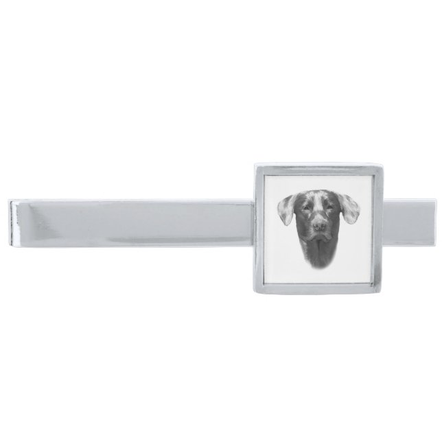Labrador Dog elegant Silver Finish Tie Bar (Front)