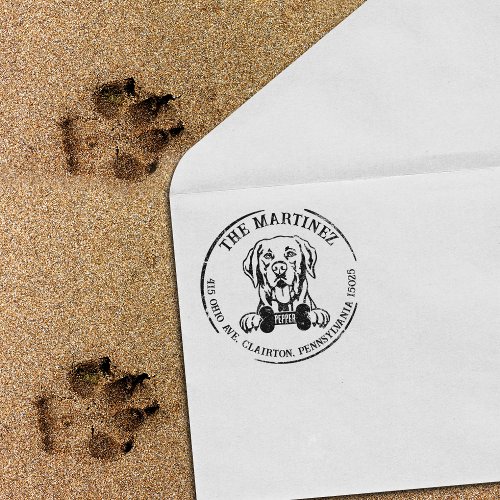 Labrador Dog  Family Return Address    Rubber Stamp