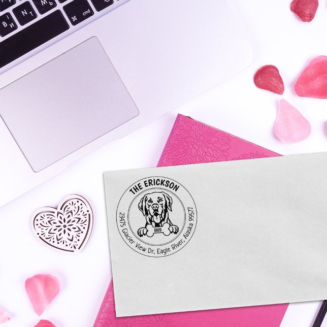 Labrador Dog Family Return Address  Rubber Stamp (Creator Uploaded)