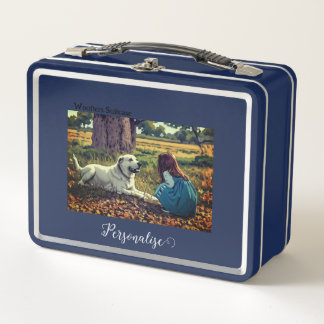 Labrador Dog Girl Woodland Woofter Pet Suitcase Metal Lunch Box
